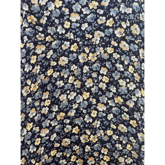 VTG Rabbit Designs 90s Blue Floral Midi Tie Back Dress Prairie sz 4P Cottage - Picture 4 of 7